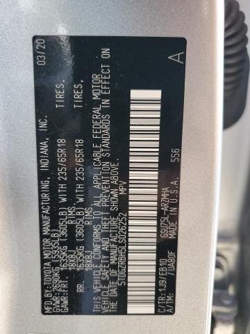 5TDGZRBH5LS026252 - 2020 TOYOTA HIGHLANDER XLE Gümüş foto 13