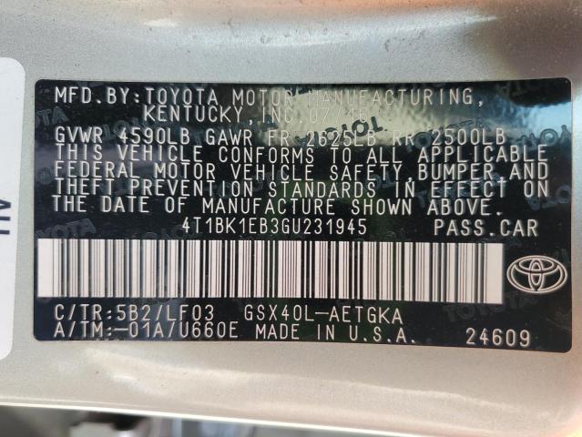 4T1BK1EB3GU231945 - 2016 TOYOTA AVALON XLE Braun Foto 12