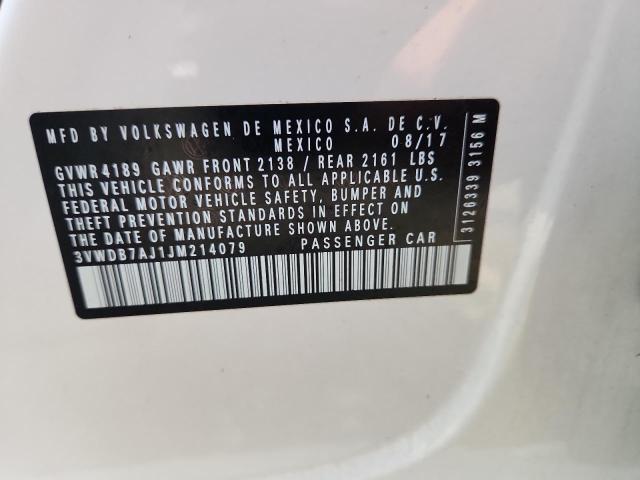 3VWDB7AJ1JM214079 - 2018 VOLKSWAGEN JETTA SE WHITE photo 13