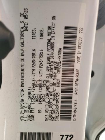 3TMCZ5ANXPM597725 - 2023 TOYOTA TACOMA DOUBLE CAB WHITE photo 13