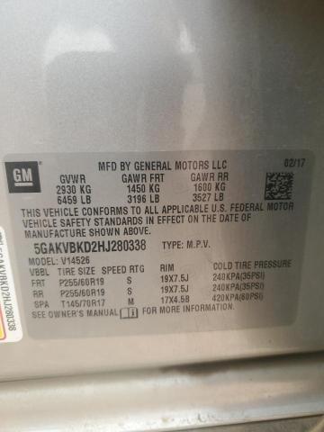 5GAKVBKD2HJ280338 - 2017 BUICK ENCLAVE 银色 照片 13