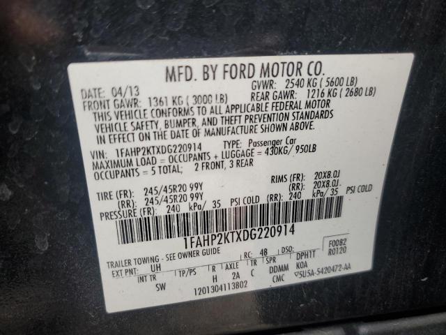 1FAHP2KTXDG220914 - 2013 FORD TAURUS SHO BLACK photo 13