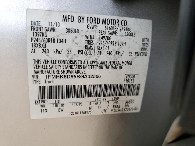 1FMHK8D85BGA02506 - 2011 FORD EXPLORER XLT 银色 照片 13