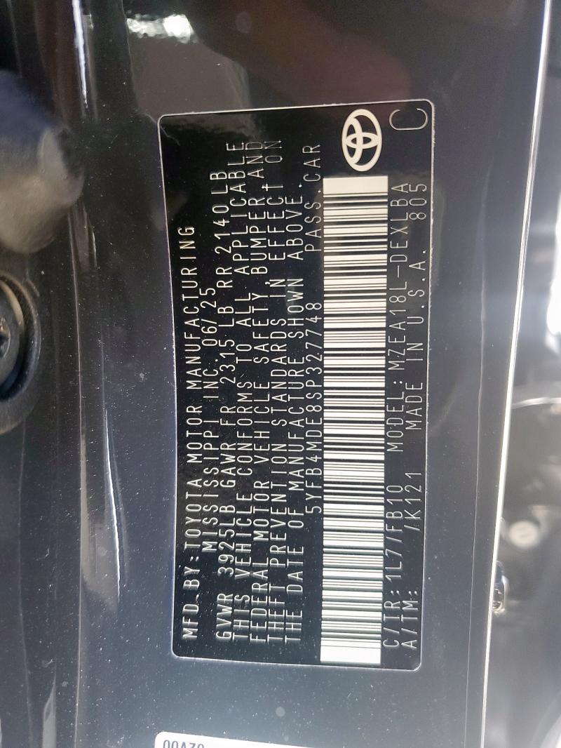 5YFB4MDE8SP327748 - 2025 TOYOTA COROLLA LE შავი ფოტო 13