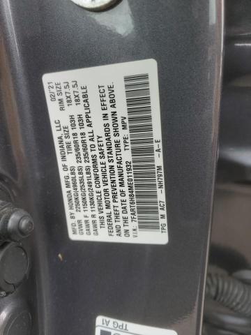 7FART6H84ME011932 - 2021 HONDA CR-V EXL 石墨色 照片 13