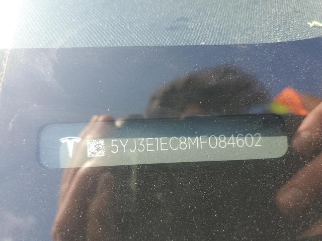 5YJ3E1EC8MF084602 - 2021 TESLA MODEL 3 შავი ფოტო 12