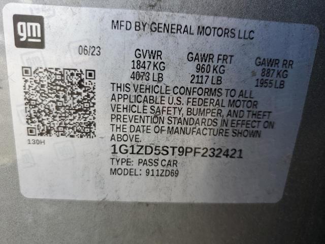 1G1ZD5ST9PF232421 - 2023 CHEVROLET MALIBU LT Grau Foto 13