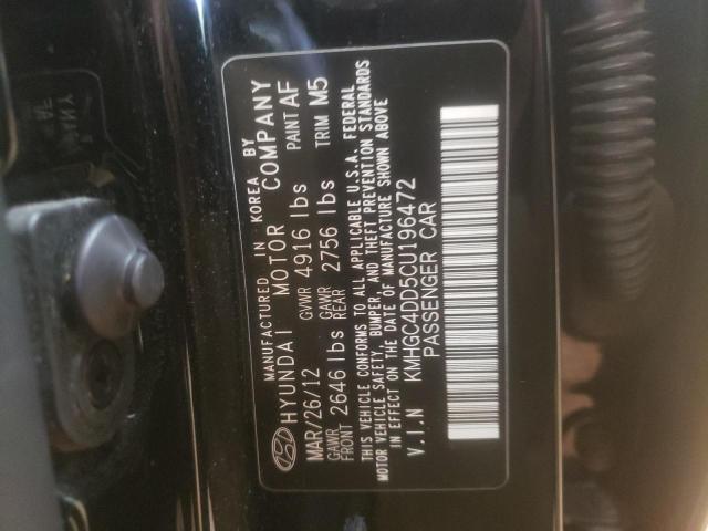KMHGC4DD5CU196472 - 2012 HYUNDAI GENESIS 3.8L BLACK photo 12