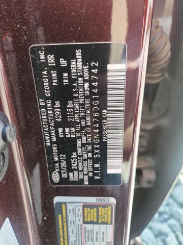 5XXGN4A76DG144742 - 2013 KIA OPTIMA EX 勃艮第红 照片 12