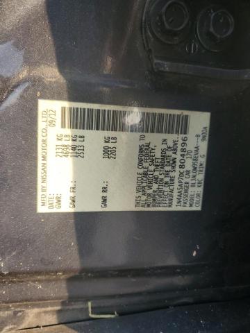 1N4AA5AP7DC804896 - 2013 NISSAN MAXIMA S 灰色 照片 12