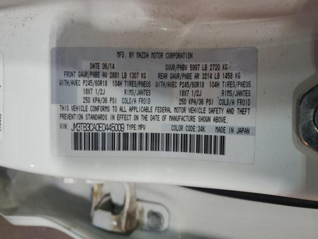 JM3TB3CA0E0445009 - 2014 MAZDA CX-9 TOURING WHITE photo 13