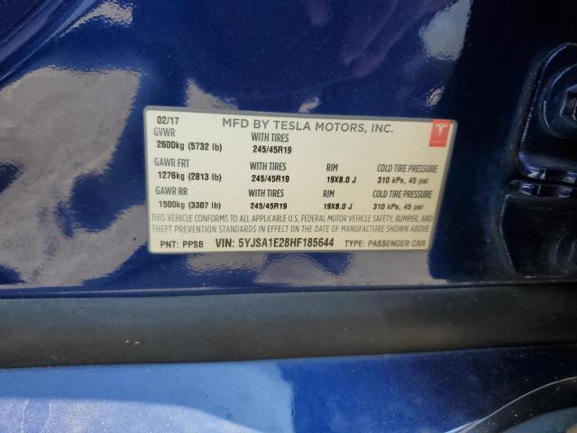 5YJSA1E28HF185644 - 2017 TESLA MODEL S 蓝色 照片 12