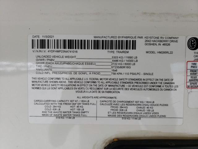 4YDFHMP23NA741016 - 2022 KEYSTONE MONTANA Weiß Foto 10