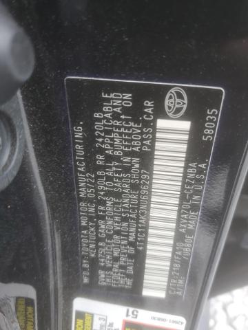 4T1C11AK3NU696297 - 2022 TOYOTA CAMRY LE BLACK photo 12