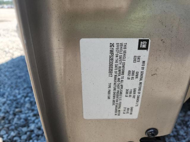 2G1WF52E339335917 - 2003 CHEVROLET IMPALA TAN photo 12