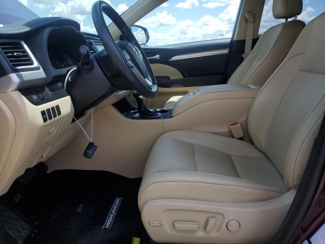 5TDKZRFH7KS346398 - 2019 TOYOTA HIGHLANDER SE MAROON photo 7