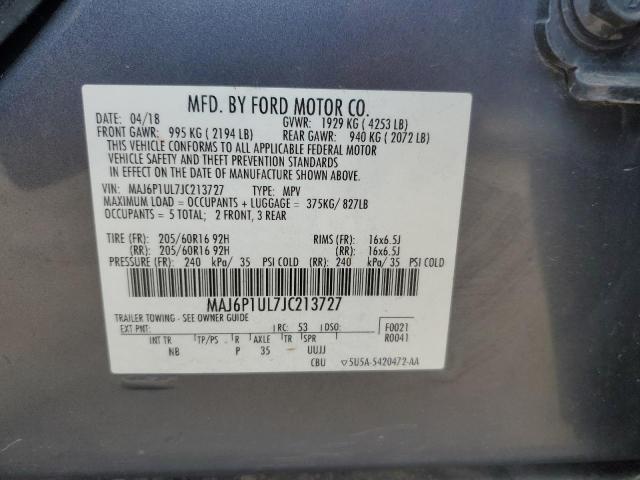 MAJ6P1UL7JC213727 - 2018 FORD ECOSPORT SE Графитовый фото 13