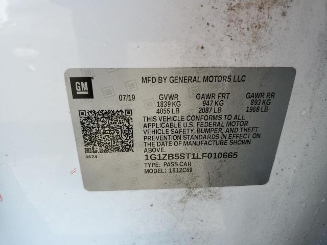 1G1ZB5ST1LF010665 - 2020 CHEVROLET MALIBU LS WHITE photo 12