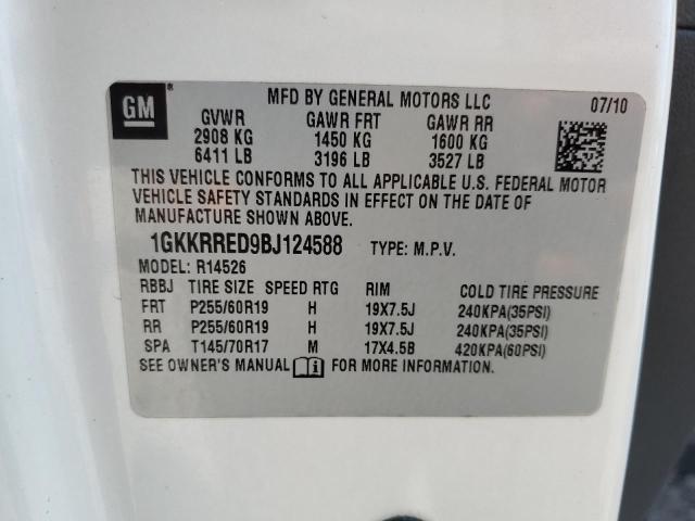 1GKKRRED9BJ124588 - 2011 GMC ACADIA SLT-1 WHITE photo 13