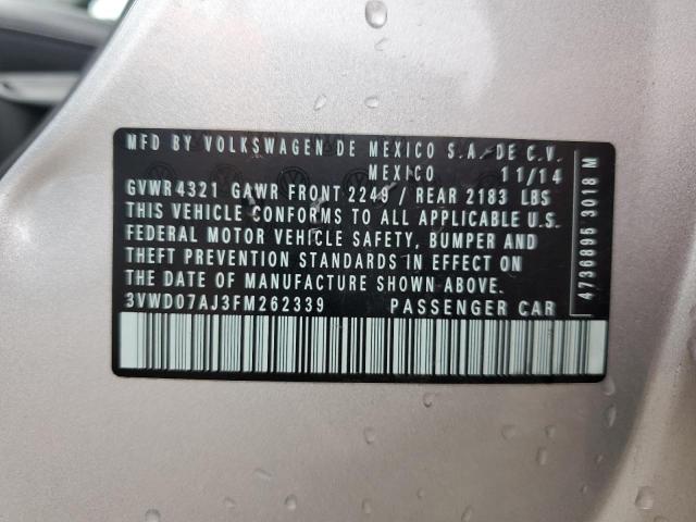 3VWD07AJ3FM262339 - 2015 VOLKSWAGEN JETTA SE SILVER photo 12