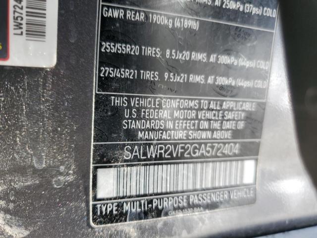 SALWR2VF2GA572404 - 2016 LAND ROVER RANGE ROVE HSE GRAY photo 12