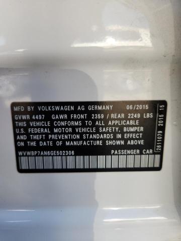 WVWBP7AN6GE502306 - 2016 VOLKSWAGEN CC BASE WHITE photo 13