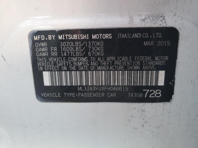 ML32A3HJXFH046615 - 2015 MITSUBISHI MIRAGE DE WHITE photo 12