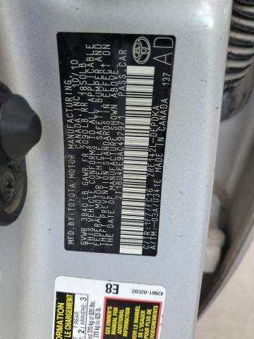 2T1BU4EE9AC497971 - 2010 TOYOTA COROLLA BASE SILVER photo 12