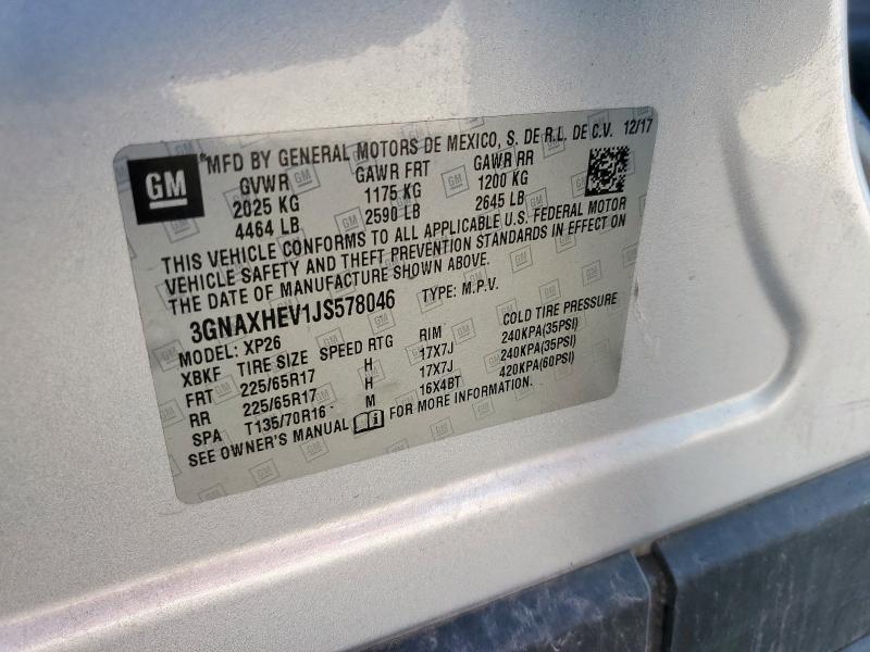 3GNAXHEV1JS578046 - 2018 CHEVROLET EQUINOX LS ვერცხლისფერი ფოტო 12