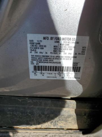 1FM5K8AB3NGA05220 - 2022 FORD EXPLORER POLICE INTERCEPTOR 银色 照片 13