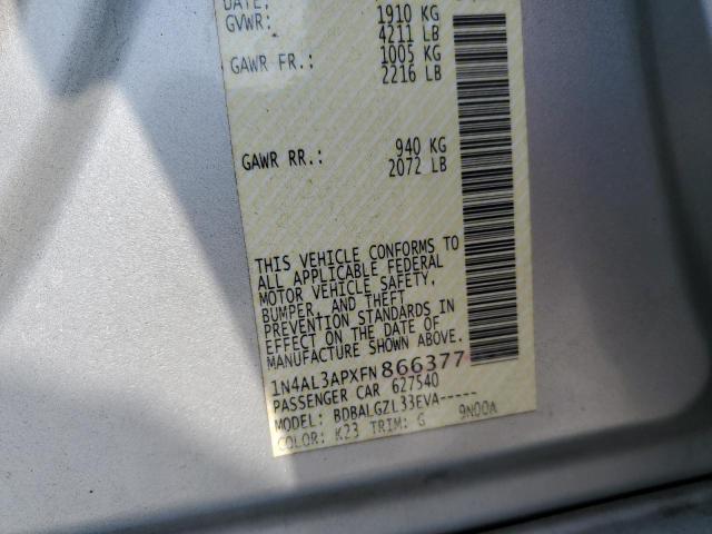 1N4AL3APXFN866377 - 2015 NISSAN ALTIMA 2.5 SILVER photo 12