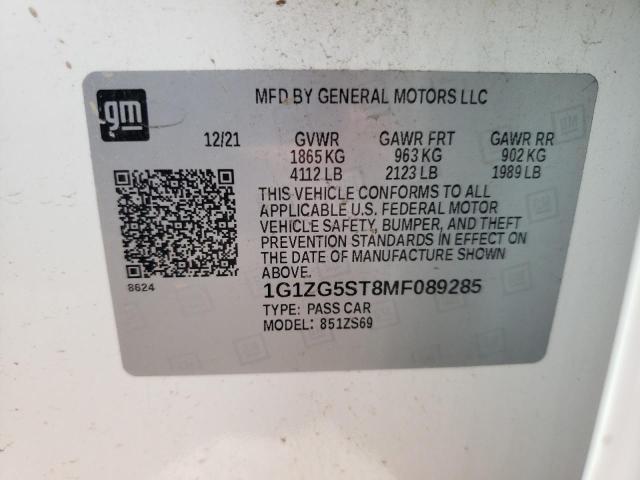 1G1ZG5ST8MF089285 - 2021 CHEVROLET MALIBU RS 白色 照片 12