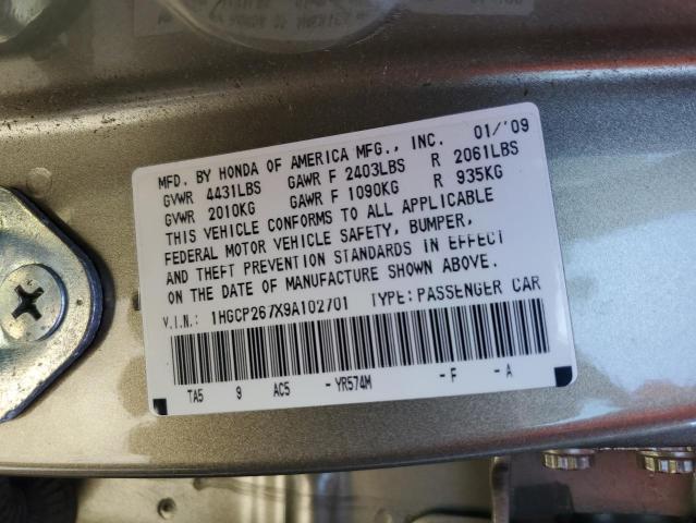 1HGCP267X9A102701 - 2009 HONDA ACCORD EX GOLD photo 13