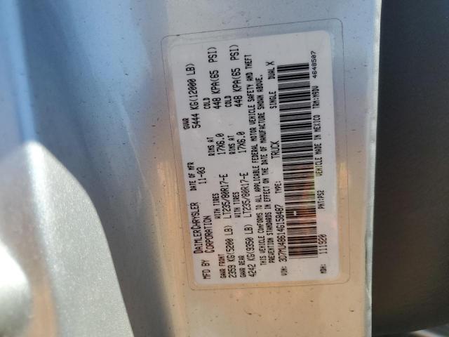 3D7MU48614G158487 - 2004 DODGE RAM 3500 ST SILVER photo 12