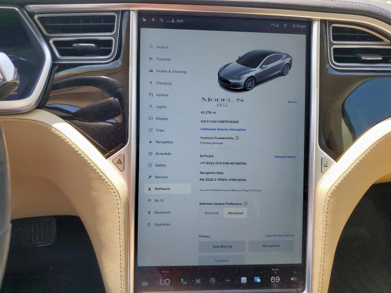 5YJSA1H16EFP35938 - 2014 TESLA MODEL S Արծաթագույն լուսանկար 9