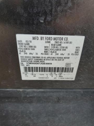 1FM5K8D87JGB30859 - 2018 FORD EXPLORER XLT Grau Foto 26