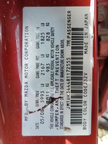 JM1BK344481172555 - 2008 MAZDA 3 HATCHBACK MAROON photo 12