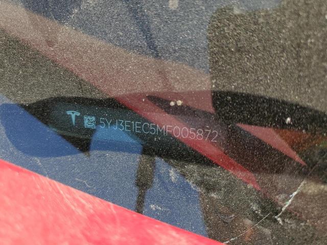 5YJ3E1EC5MF005872 - 2021 TESLA MODEL 3 წითელი ფოტო 12