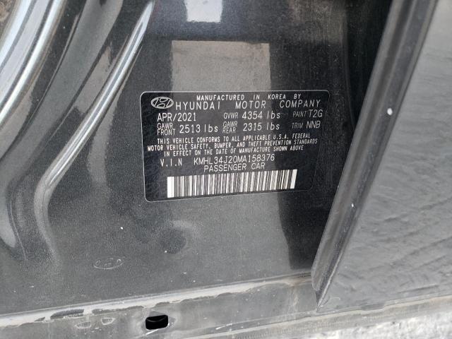 KMHL34J20MA158376 - 2021 HYUNDAI SONATA LIMITED GRAY photo 13