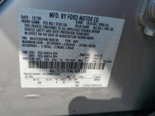 MAJ3S2GE9MC408530 - 2021 FORD ECOSPORT SE Արծաթագույն լուսանկար 13