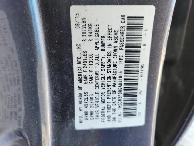 1HGCR3F08GA001916 - 2016 HONDA ACCORD EXL GRAY photo 12