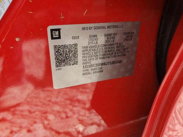 1G1BC5SM8J7189348 - 2018 CHEVROLET CRUZE LS RED photo 12