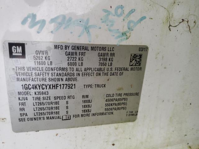 1GC4KYCYXHF177921 - 2017 CHEVROLET SILVERADO K3500 თეთრი ფოტო 12