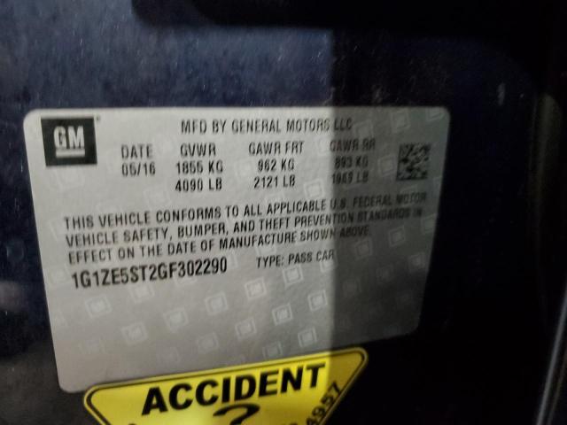 1G1ZE5ST2GF302290 - 2016 CHEVROLET MALIBU LT BLUE photo 12