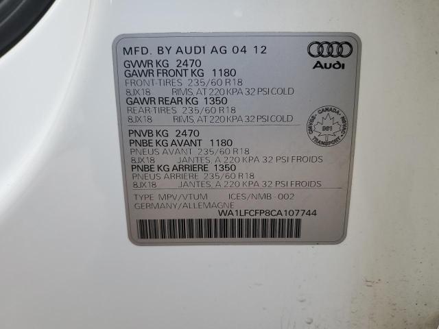 WA1LFCFP8CA107744 - 2012 AUDI Q5 PREMIUM PLUS WHITE photo 13