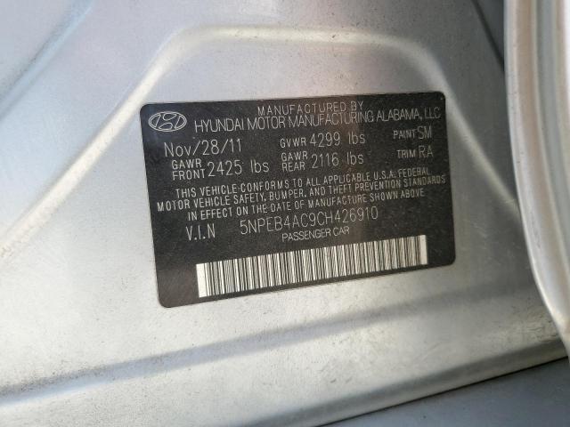 5NPEB4AC9CH426910 - 2012 HYUNDAI SONATA GLS SILVER photo 12