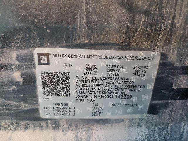 3GNCJNSBXKL142259 - 2019 CHEVROLET TRAX LS GRAY photo 13