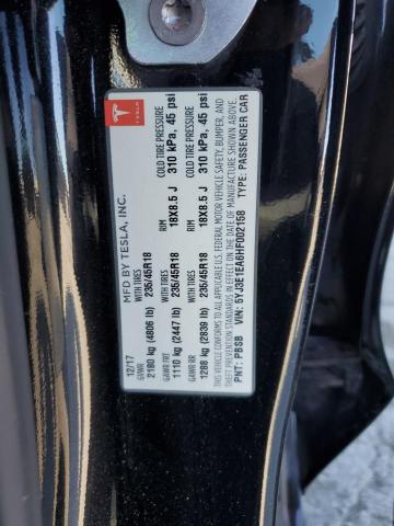 5YJ3E1EA6HF002158 - 2017 TESLA MODEL 3 BLACK photo 12