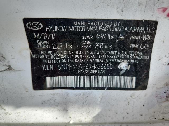 5NPE34AF6JH626650 - 2018 HYUNDAI SONATA SPORT Blanc photo 12