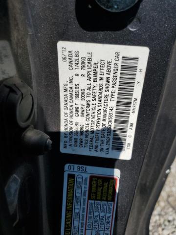 2HGFG3B5XCH553143 - 2012 HONDA CIVIC LX GRAY photo 13